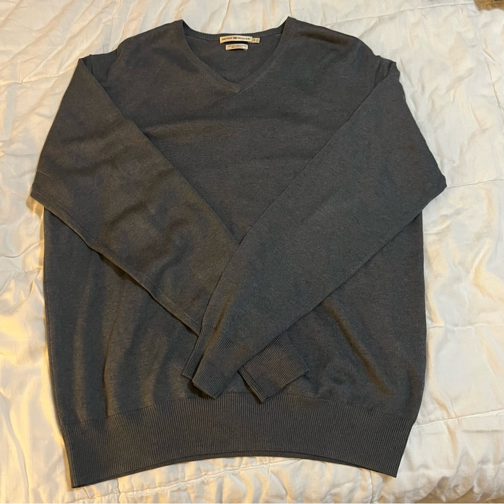 Peter Millar cashmere/silk/cotton blend v-neck sweater long sleeve grandpacore L